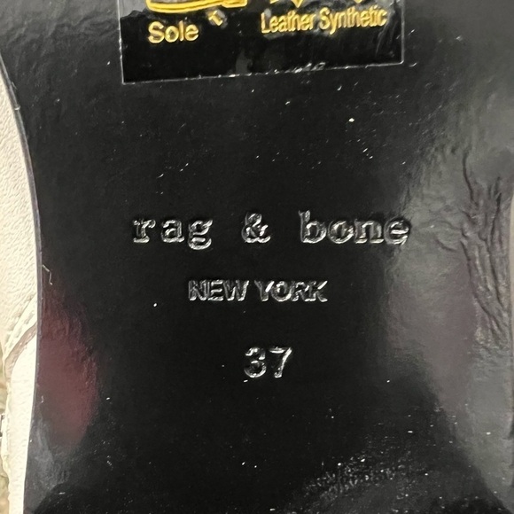 rag & bone Cream Zip Up Square Toe Ankle Block Heel Boots Size 37 Women's - Picture 2 of 9